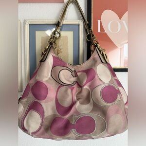 Coach Pink Signature Shoulder Hobo Bag 16335